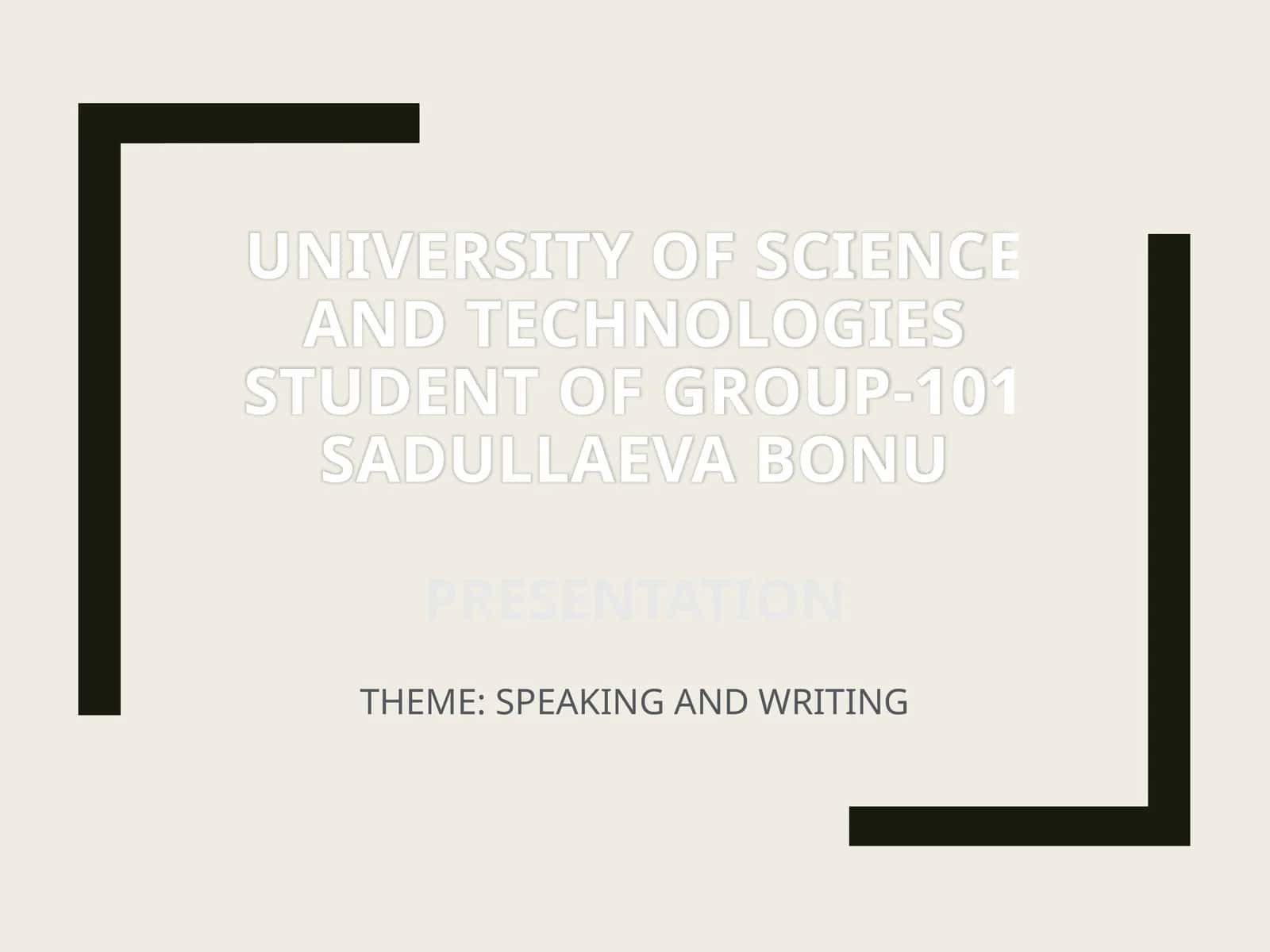 Speaking and writing 1