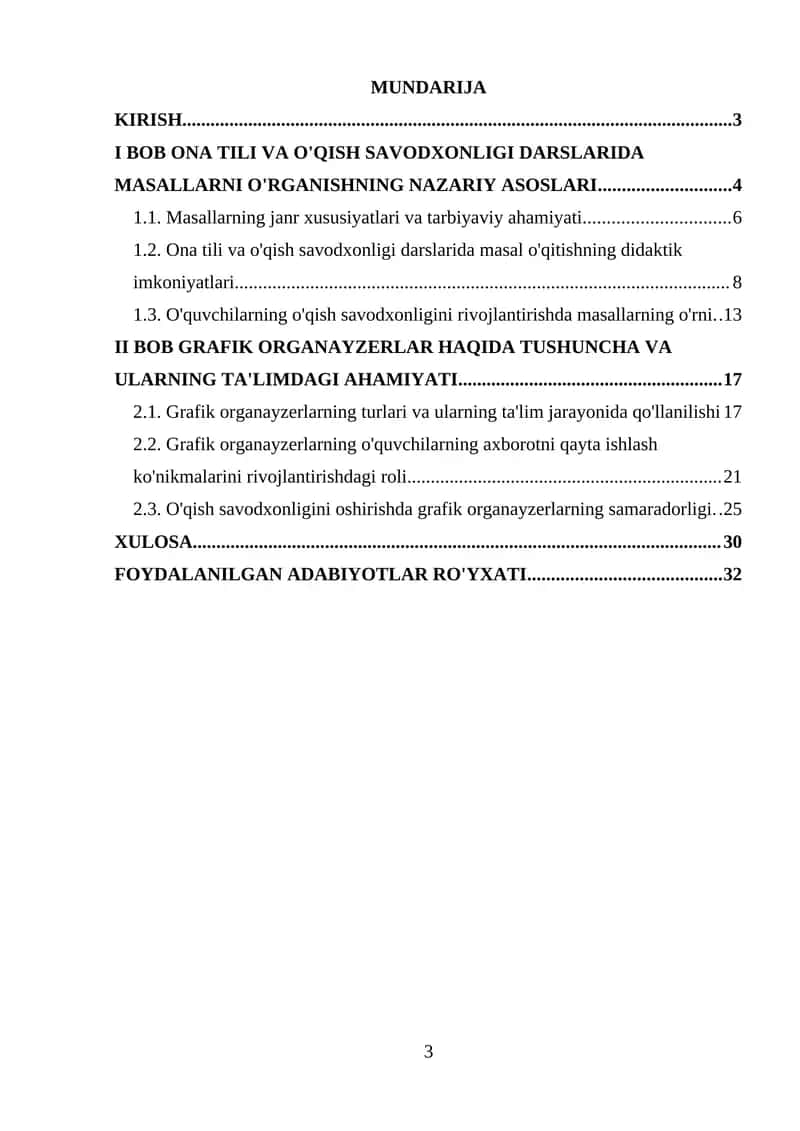 Masallarning O'qitilishi 1