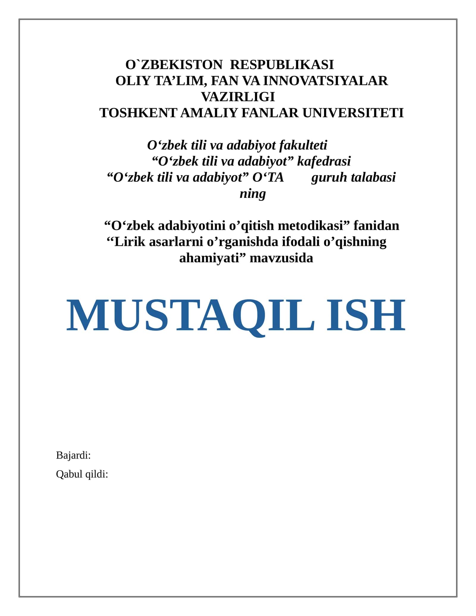 Lirik asarlarni tushunishda ifodali o'qishning ahamiyati 1
