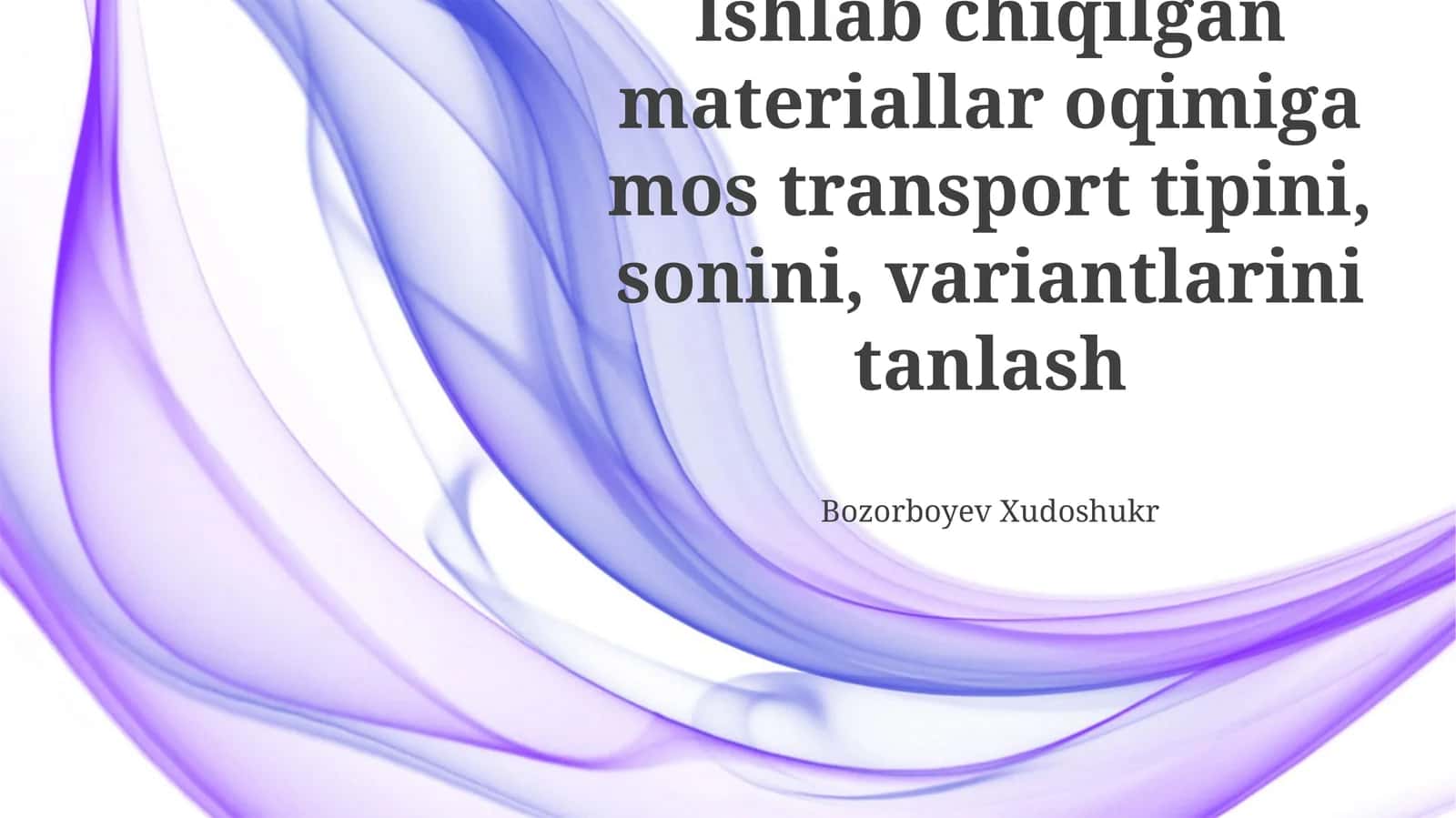 Transport vositalarining sig'imi va turi 1