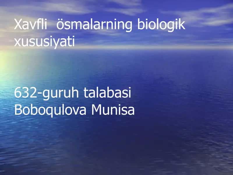 Xavfli oʻsmalar 1