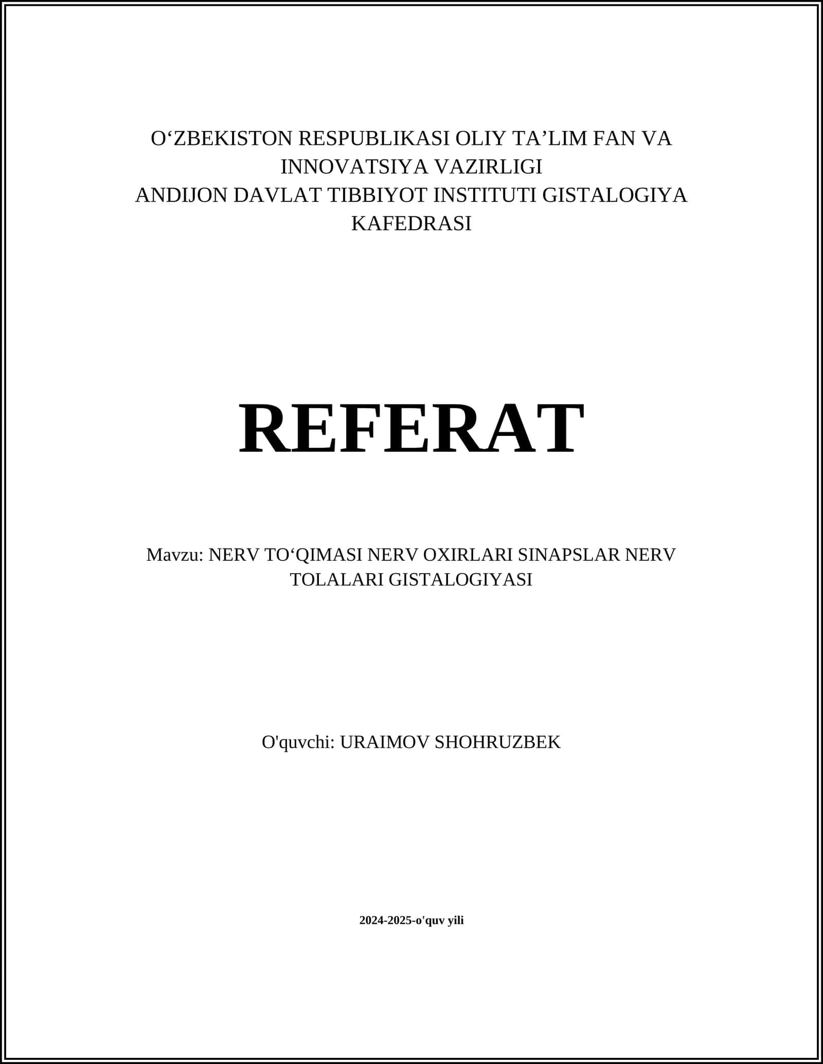 Nerv Tizimi Tuzilishi 1