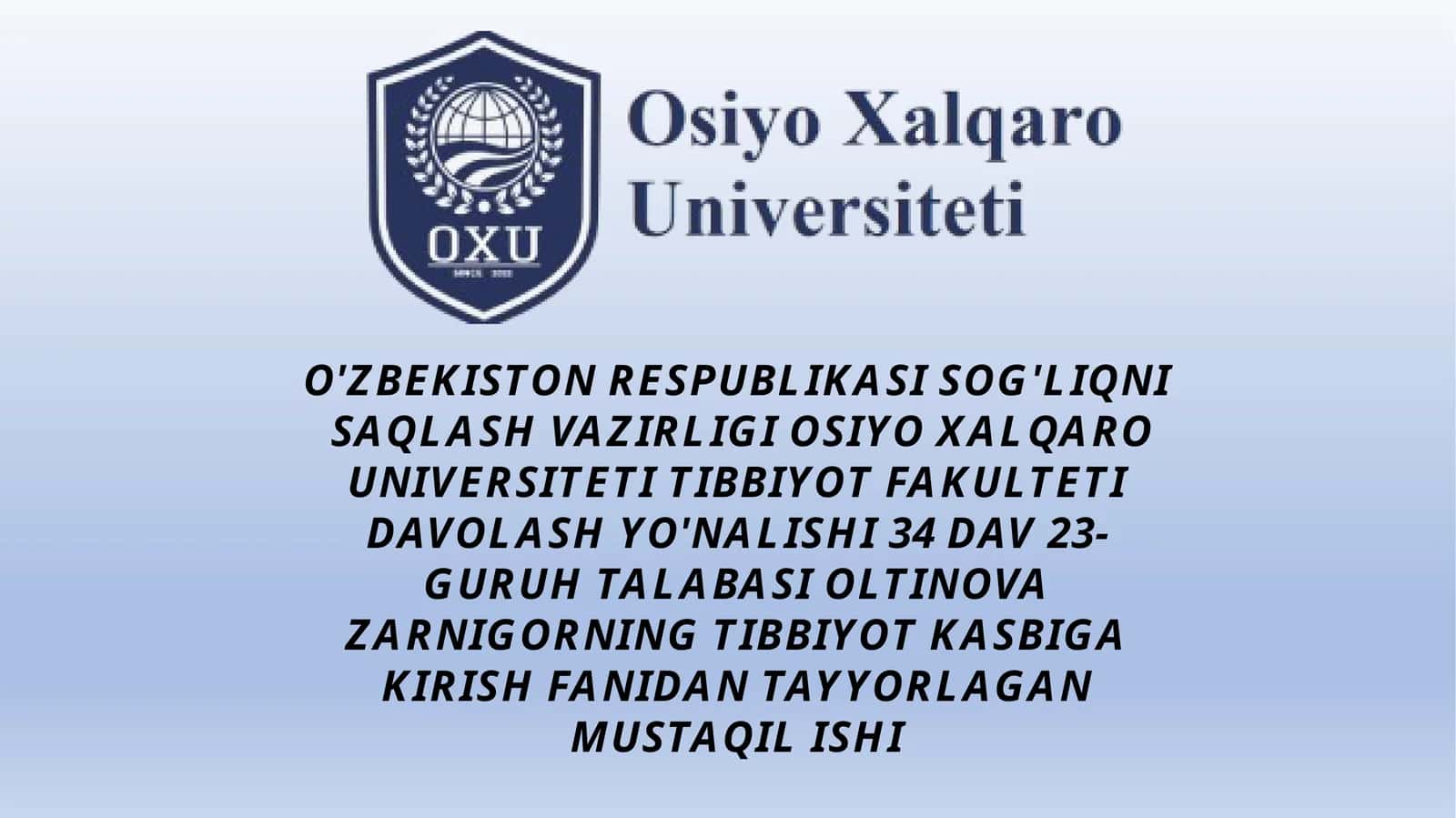 Xirurgiya bo'limi tuzulmasi 1