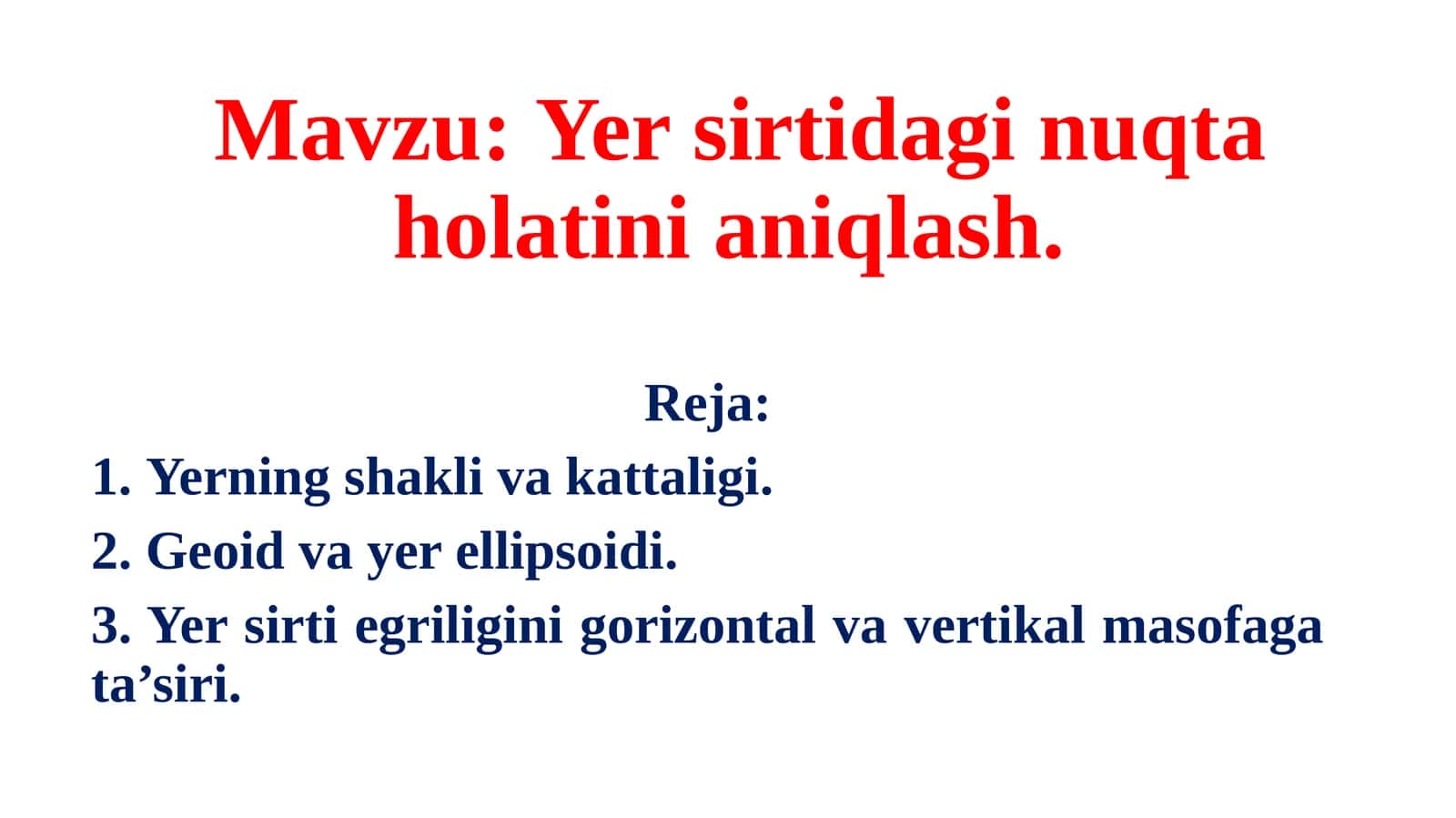 Yer sirtidagi nuqta holatini aniqlash 1