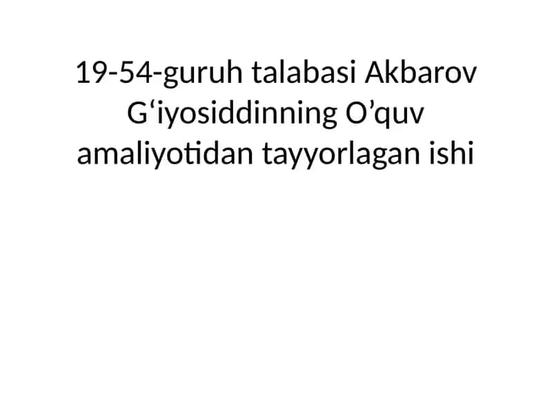 O'quv Amaliyoti Darslik 1