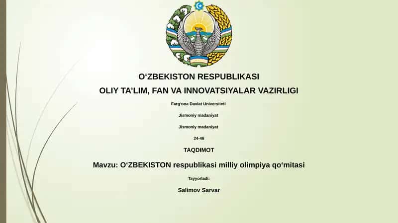 OʻZBEKISTON respublikasi milliy olimpiya qoʻmitasi 1