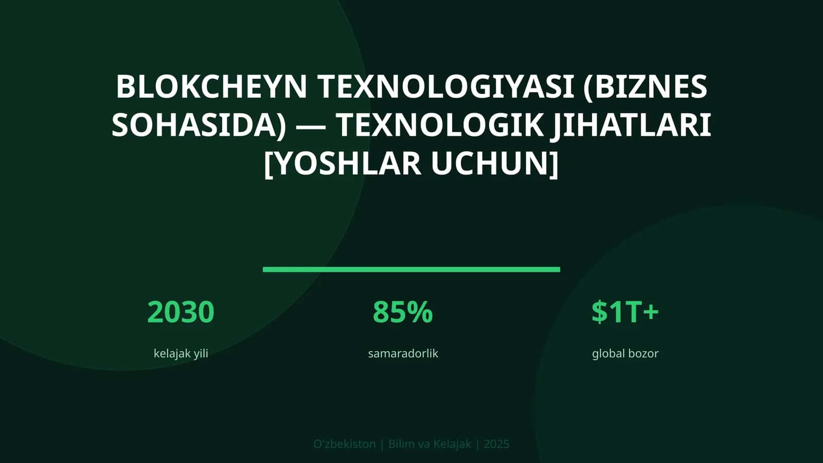 Blokcheyn texnologiyasi (biznes sohasida) — texnologik jihatlari [yoshlar uchun] 1