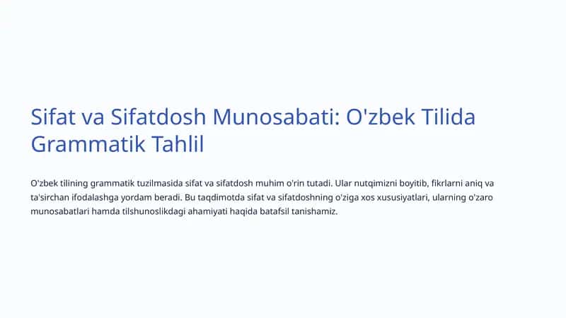 Sifat va Sifatdosh Munosabati: O'zbek Tilida Grammatik Tahlil 1