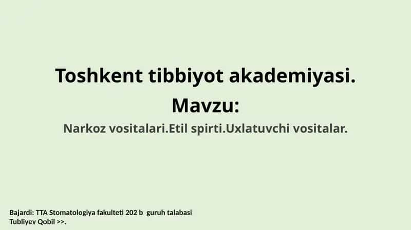 Narkoz vositalari 1
