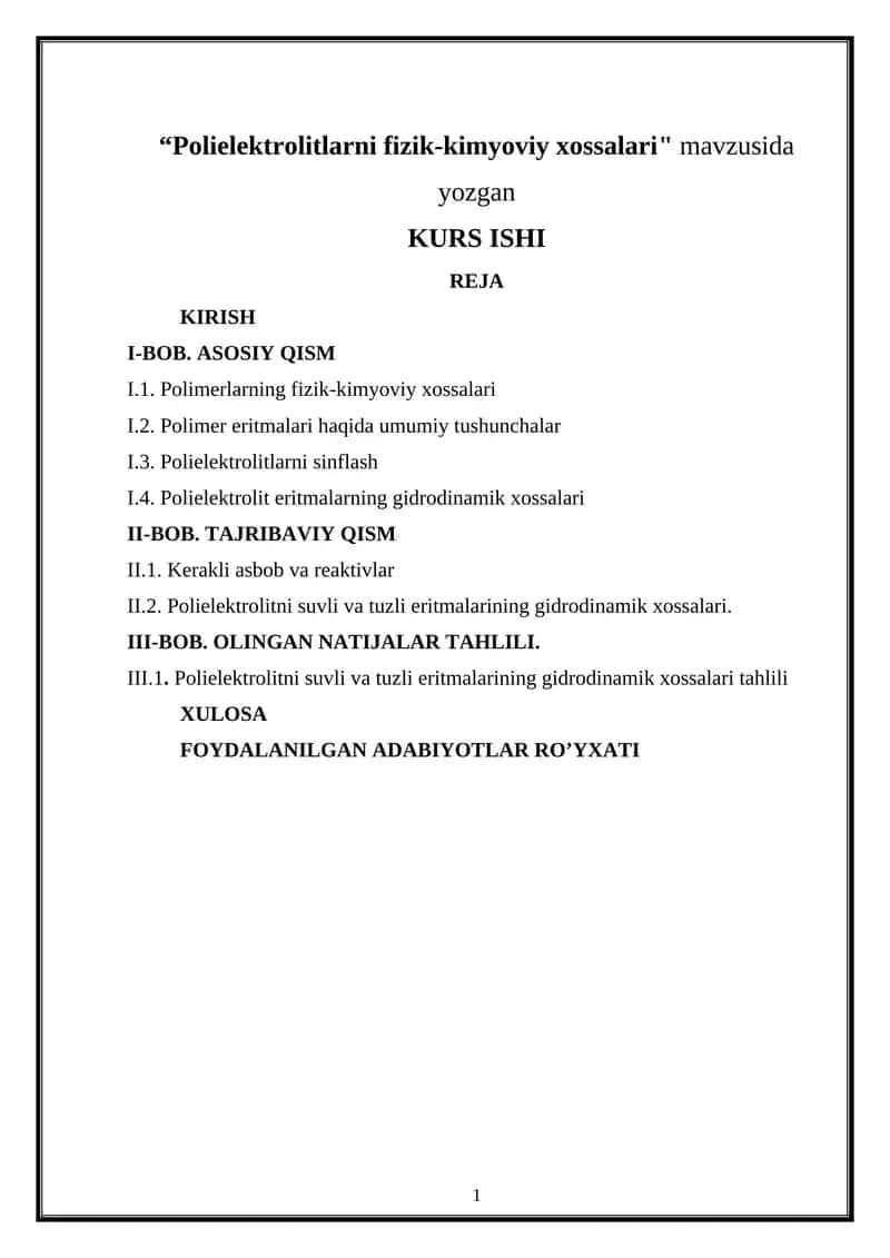 Polielektrolitlarni fizik-kimyoviy xossalari 1