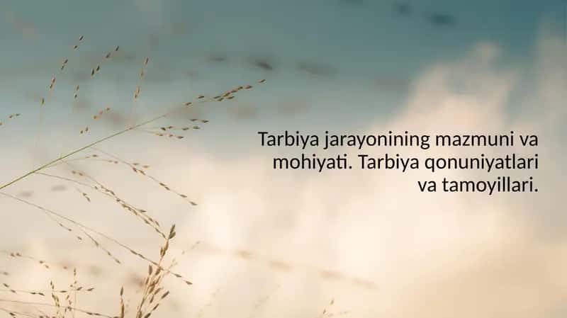 Tarbiya jarayonining mazmuni va mohiyati. Tarbiya qonuniyatlari va tamoyillari 1