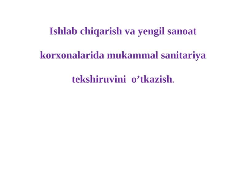 Mukammal Sanitariya Tekshiruvi 1