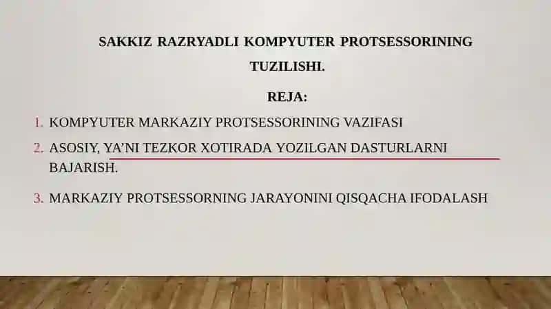 Kompyuter markaziy protsessorining vazifasi