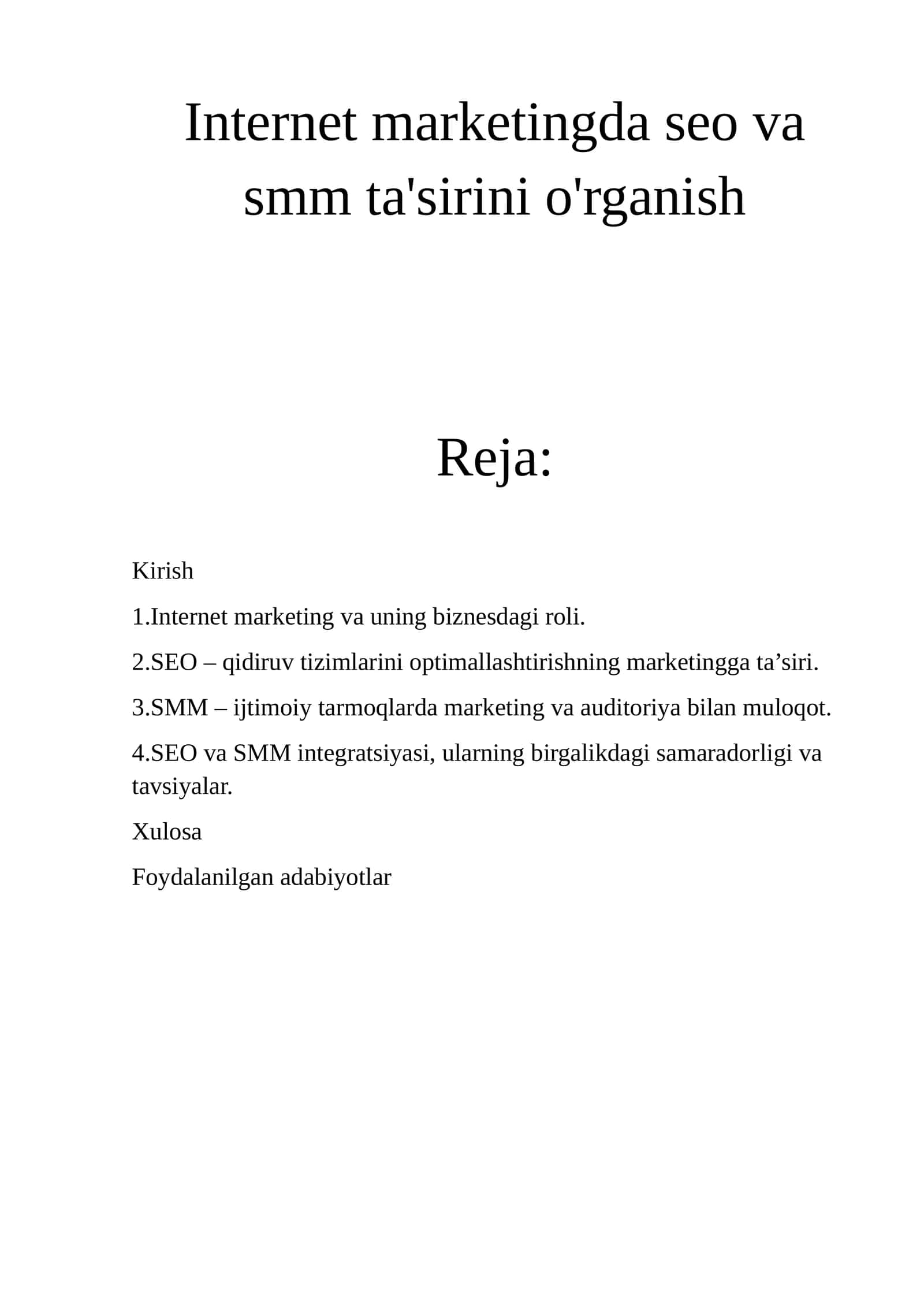Internet marketingda seo va smm ta'sirini o'rganish 1