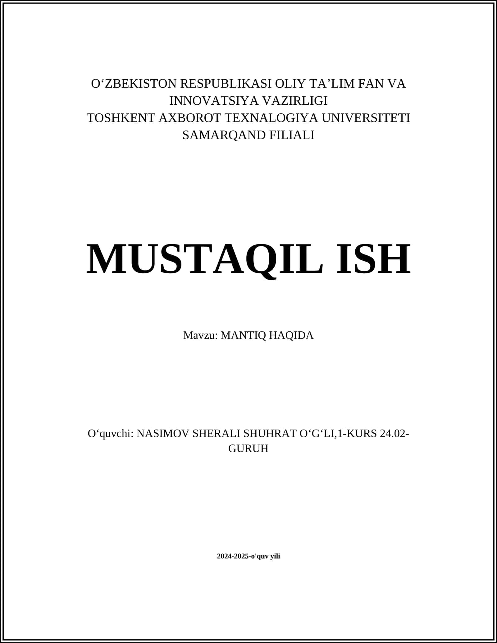 Mantiq asoslari 1