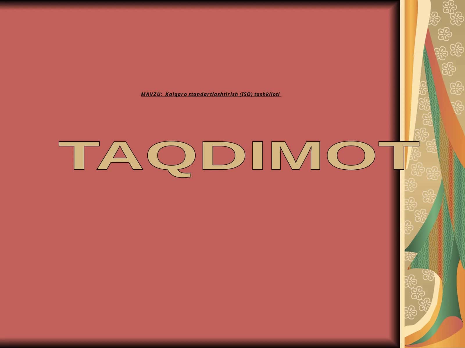 Xalqaro standartlashtirish (ISO) tashkiloti 1