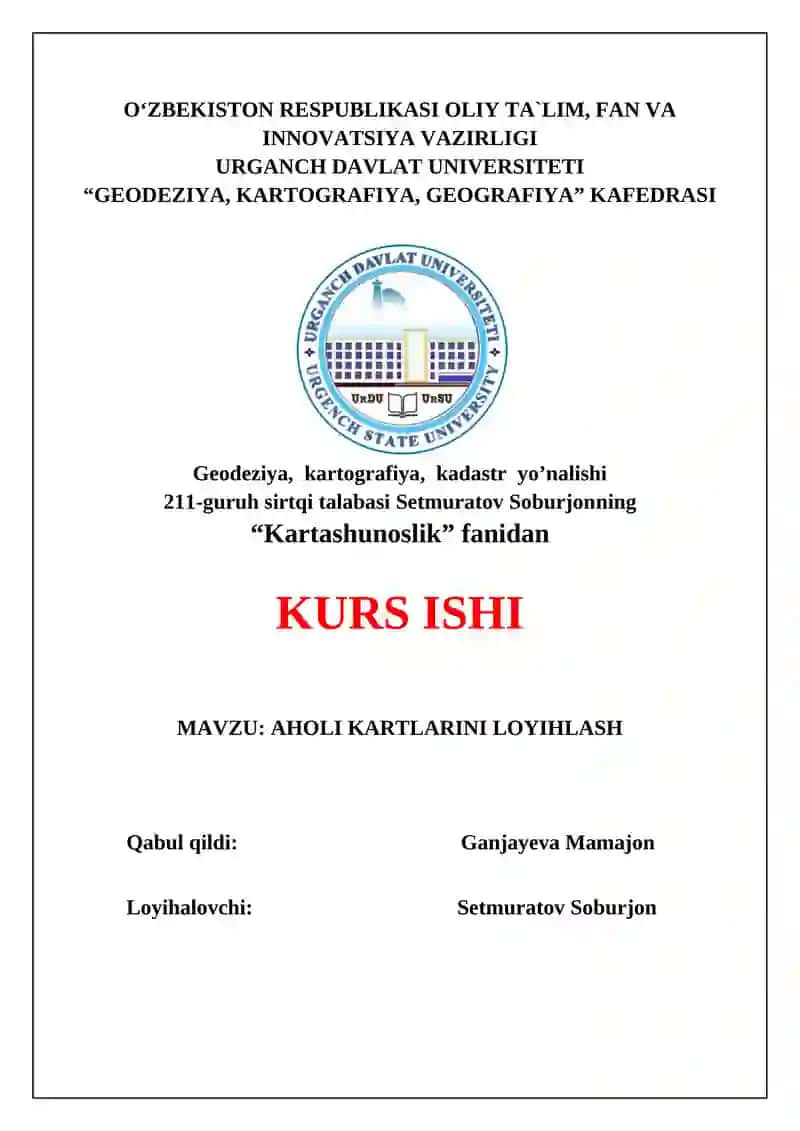 AHOLI KARTLARINI LOYIHLASH