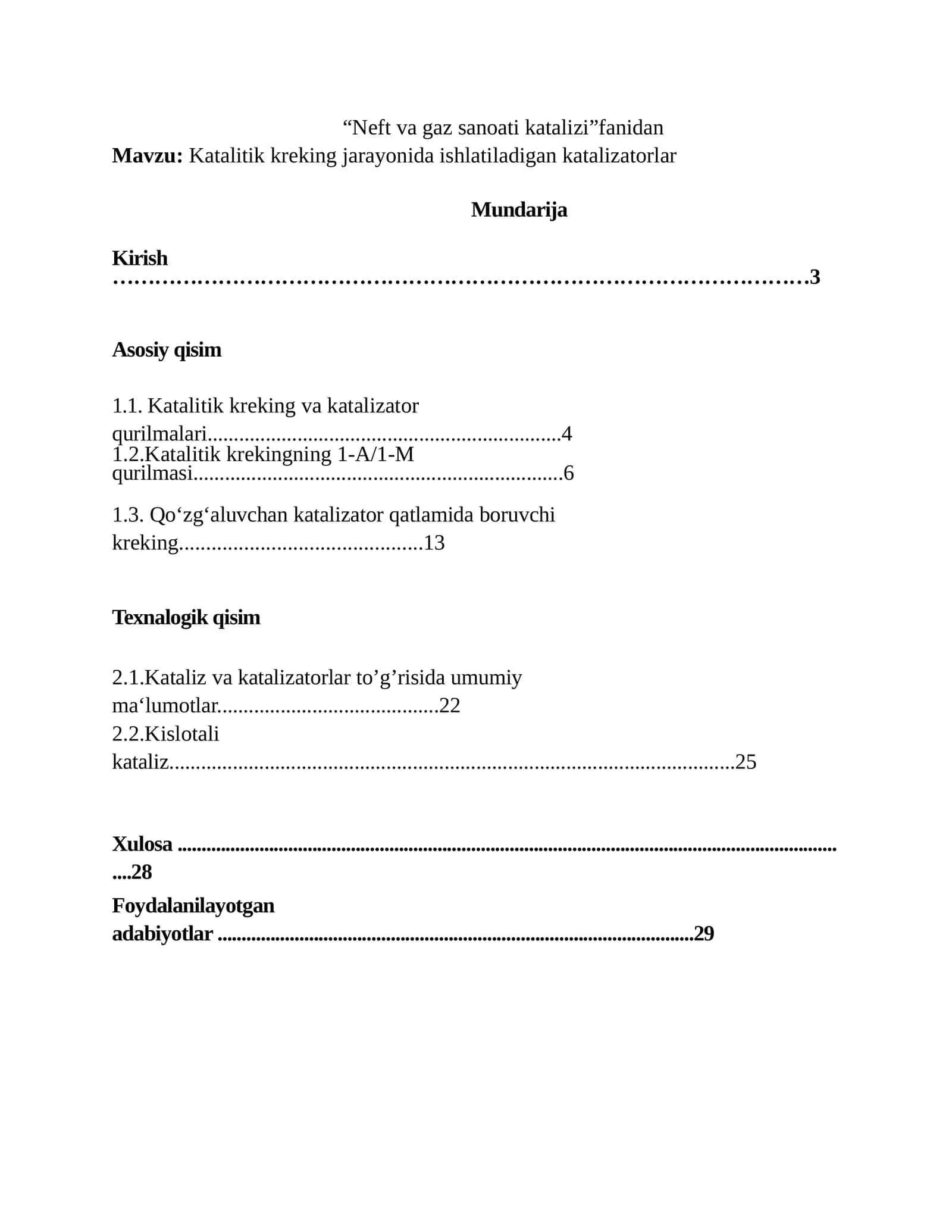 Katalitik kreking jarayonida ishlatiladigan katalizatorlar 1