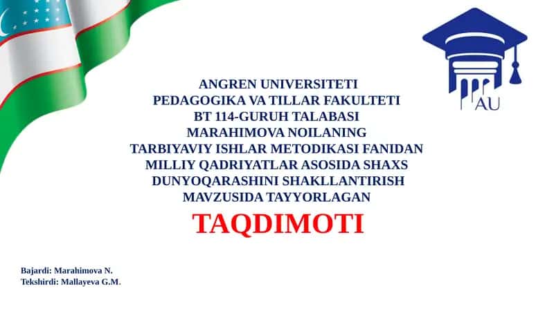 Milliy qadriyatlar asosida shaxs dunyoqarashini shakllantirish 1