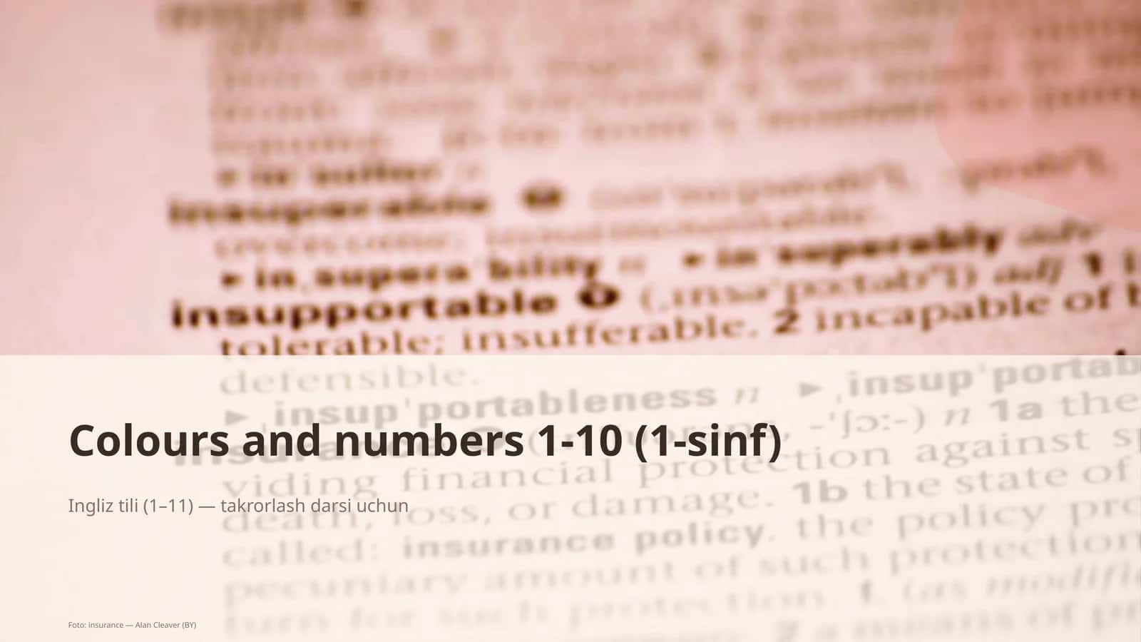 Colours and numbers 1-10 (1-sinf) 1