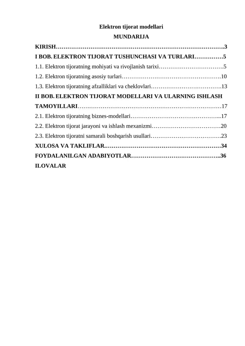 Elektron tijorat modellari 1