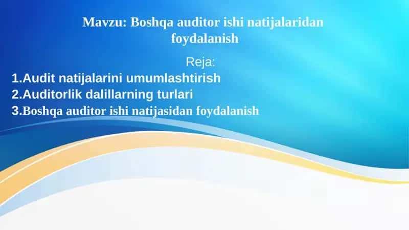 Boshqa auditor ishi natijalaridanfoydalanish 1