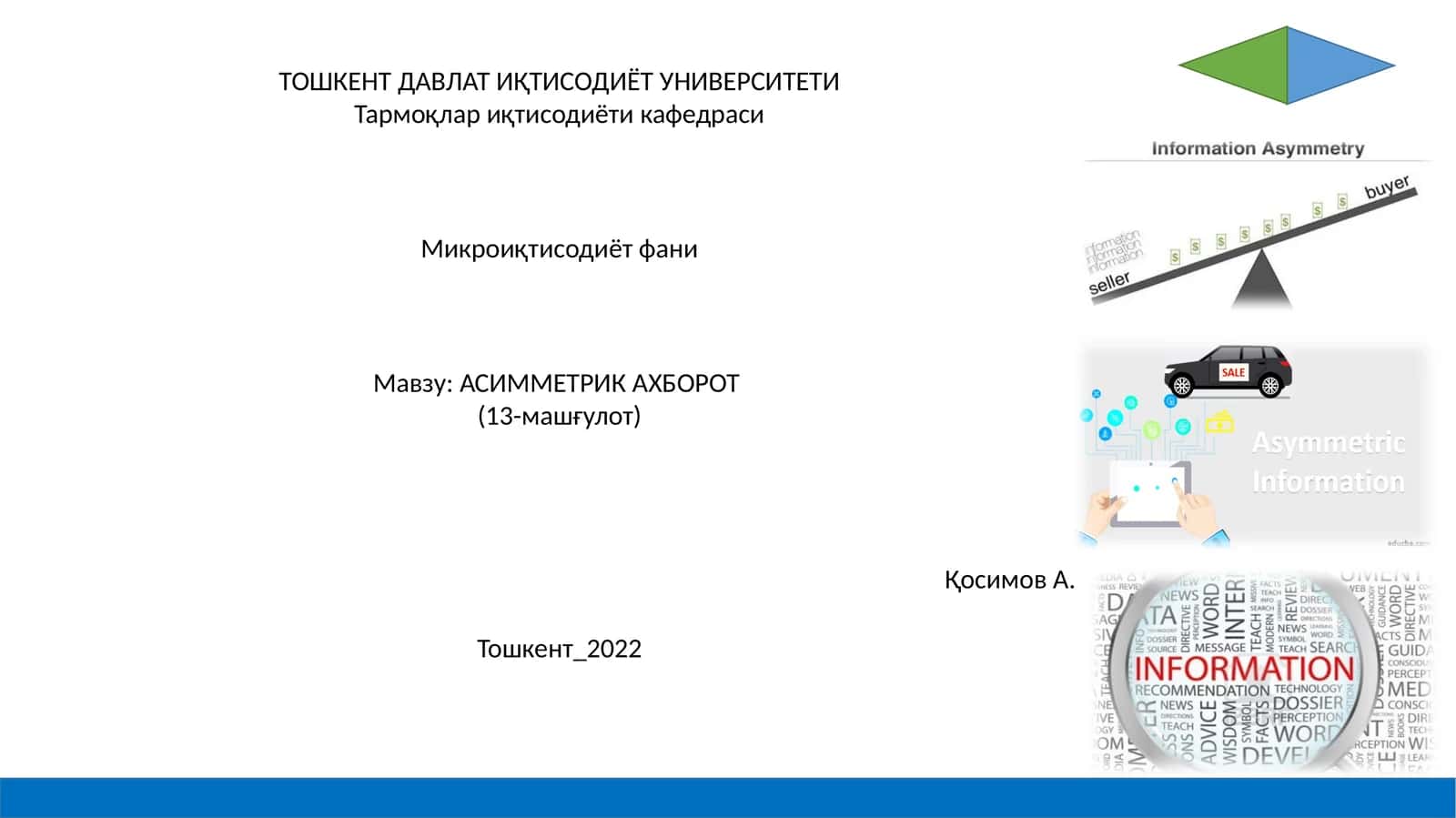 Мавзу: АСИММЕТРИК АХБОРОТ 1