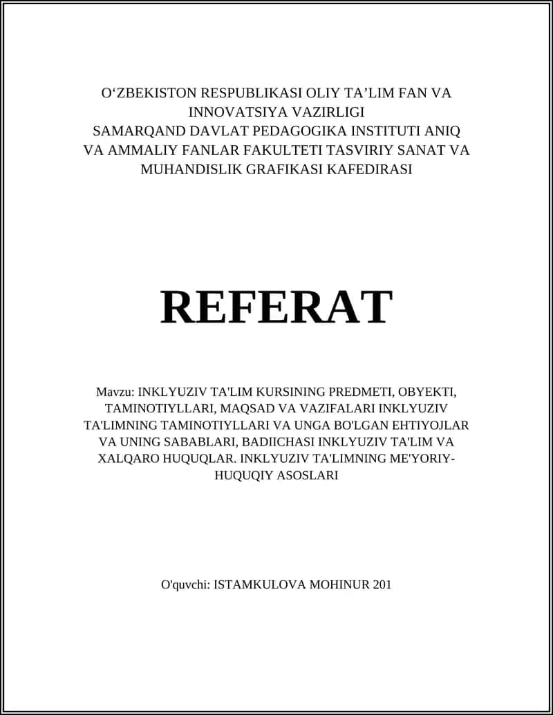 INKLYUZIV TA'LIM KURSI 1