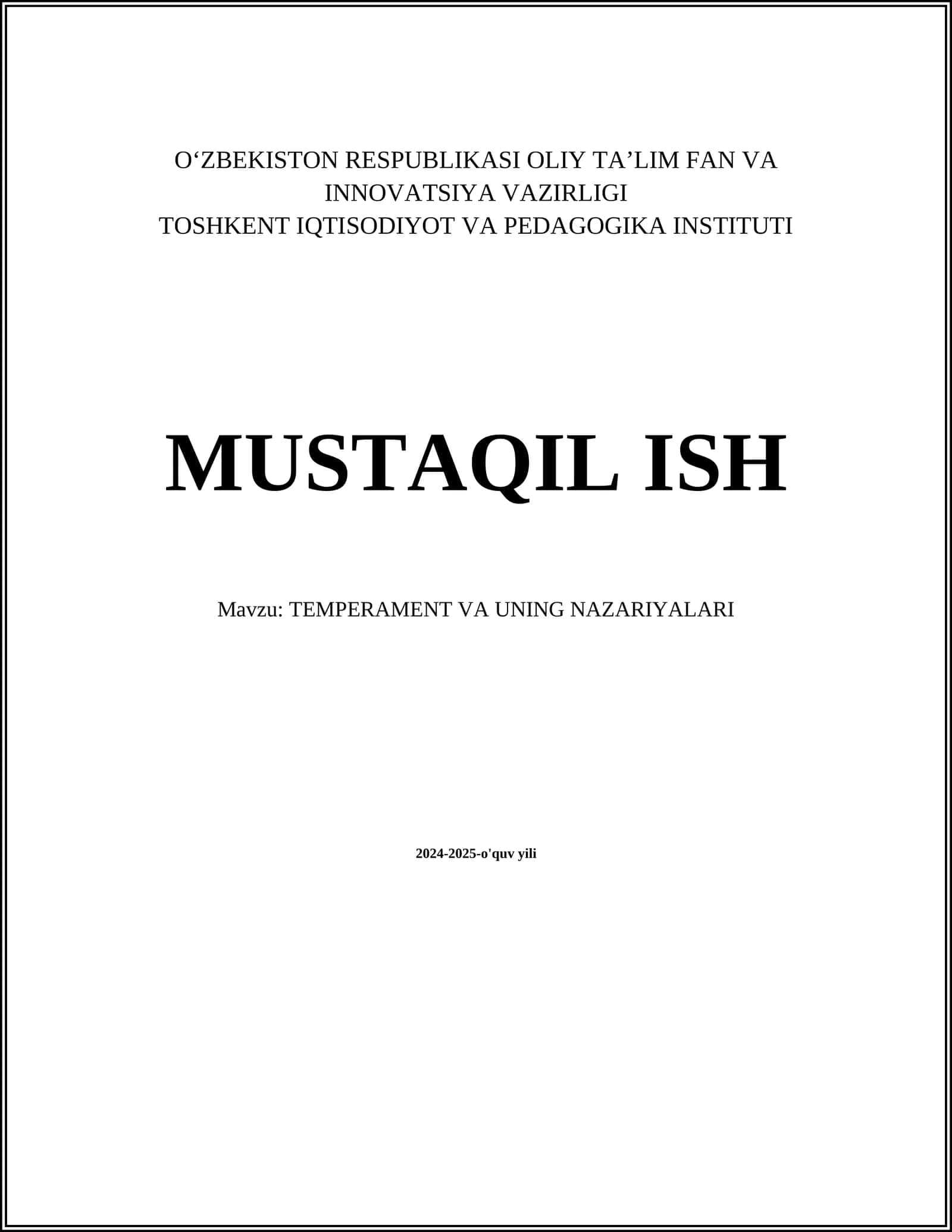 TEMPERAMENT VA UNING NAZARIYALARI 1