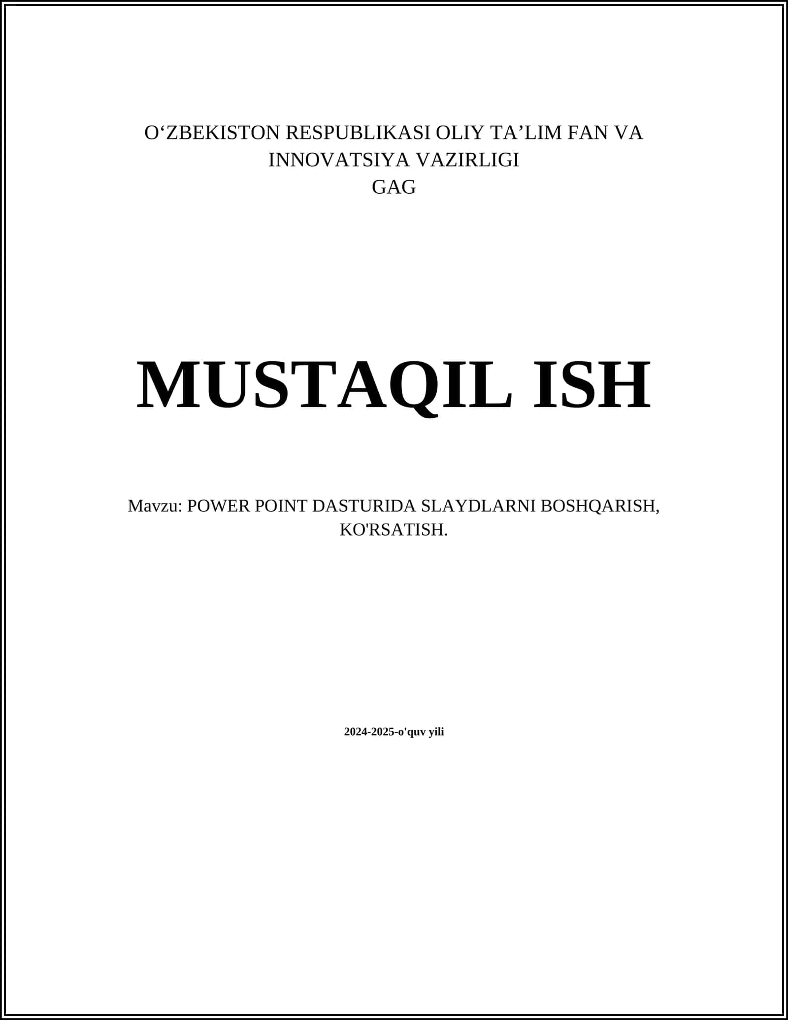POWER POINT DASTURIDA SLAYDLARNI BOSHQARISH, KO'RSATISH 1