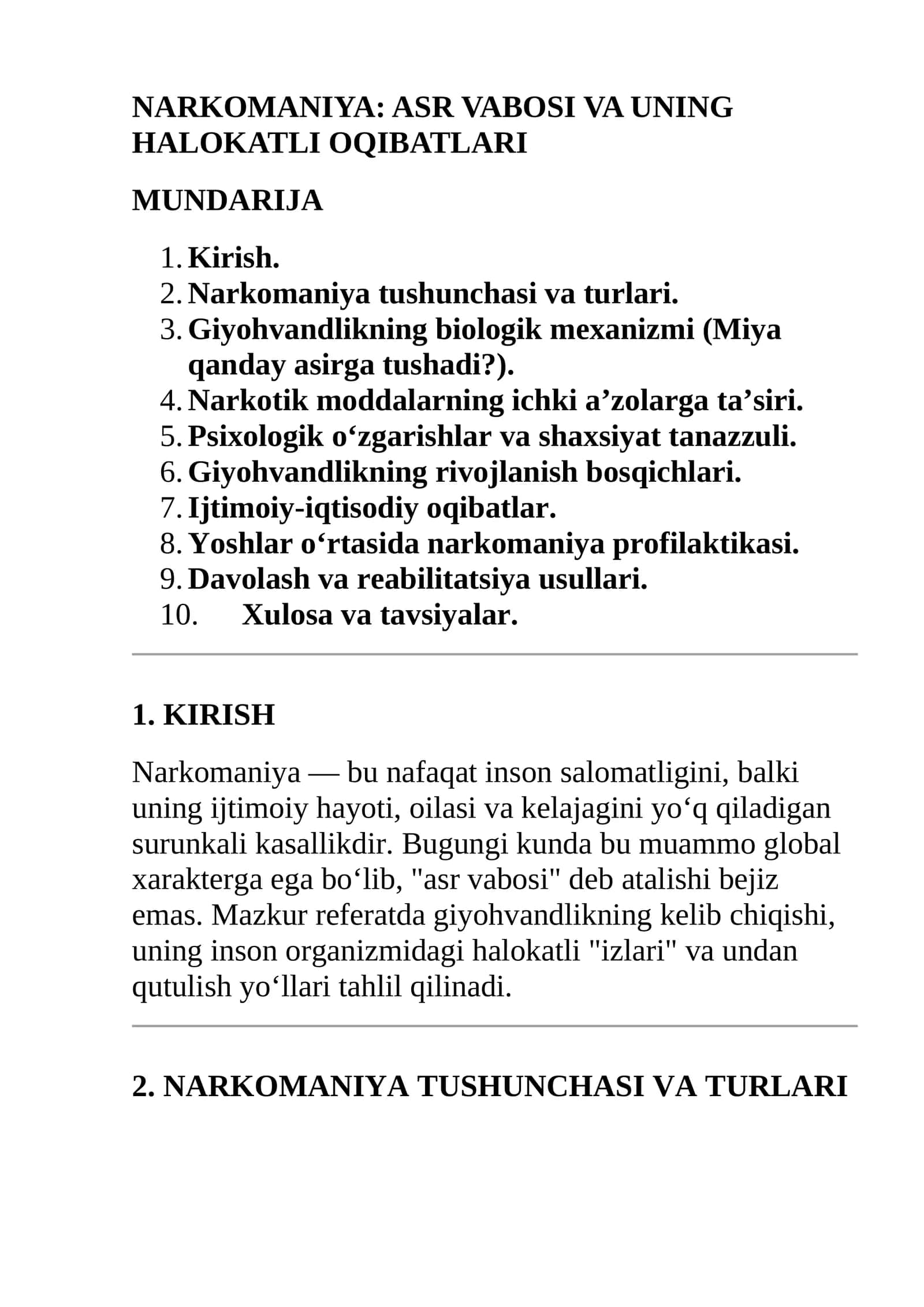NARKOMANIYA: ASR VABOSI VA UNING HALOKATLI OQIBATLARI 1