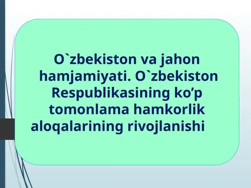 O`zbekiston va jahon hamjamiyati 1