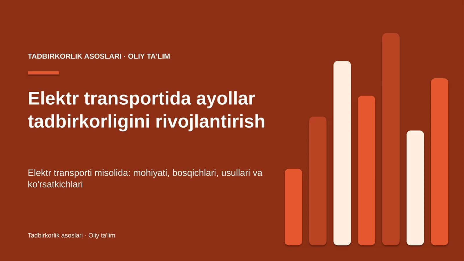 Elektr transportida ayollar tadbirkorligini rivojlantirish 1
