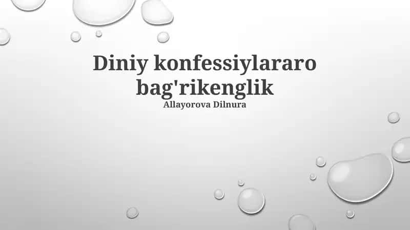 Diniy konfessiylararo bag'rikenglik 1