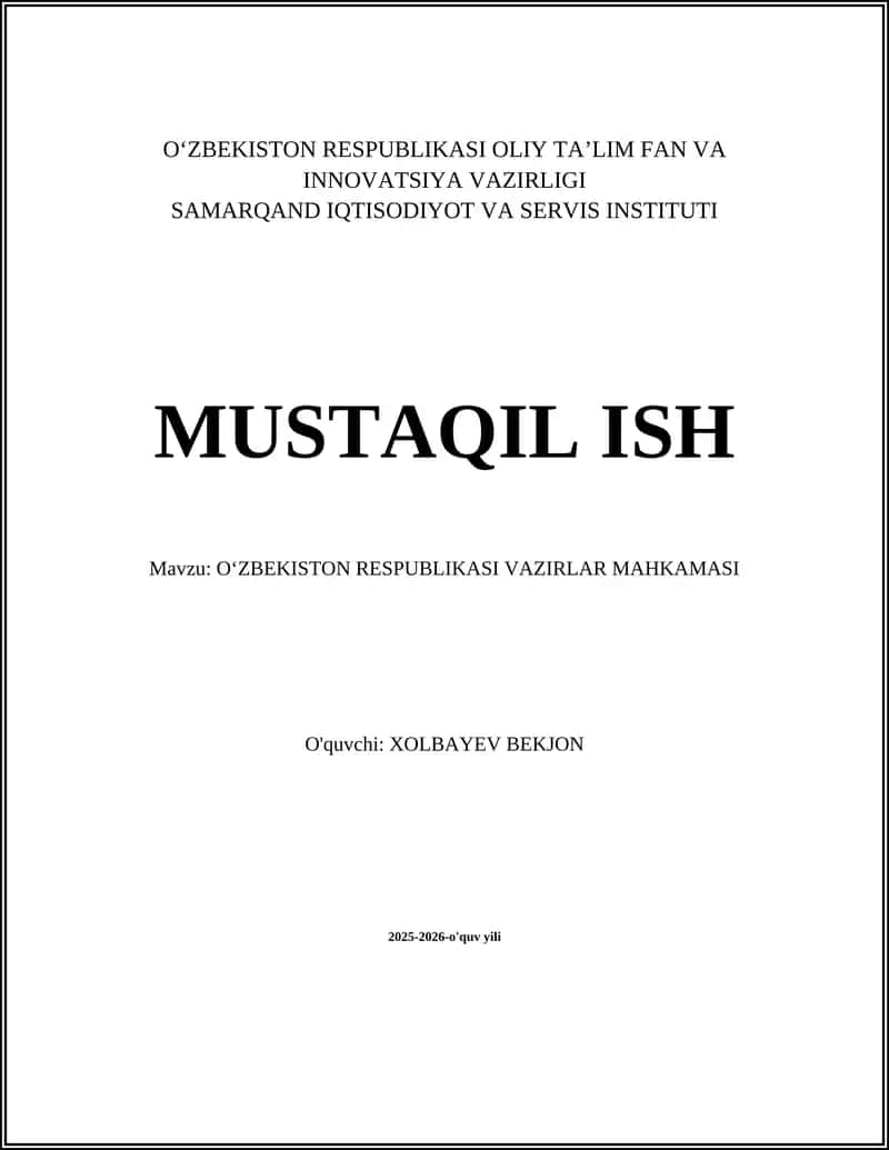 O‘ZBEKISTON RESPUBLIKASI VAZIRLAR MAHKAMASI 1