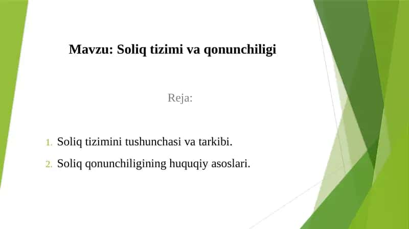 Soliq tizimi va qonunchiligi 1