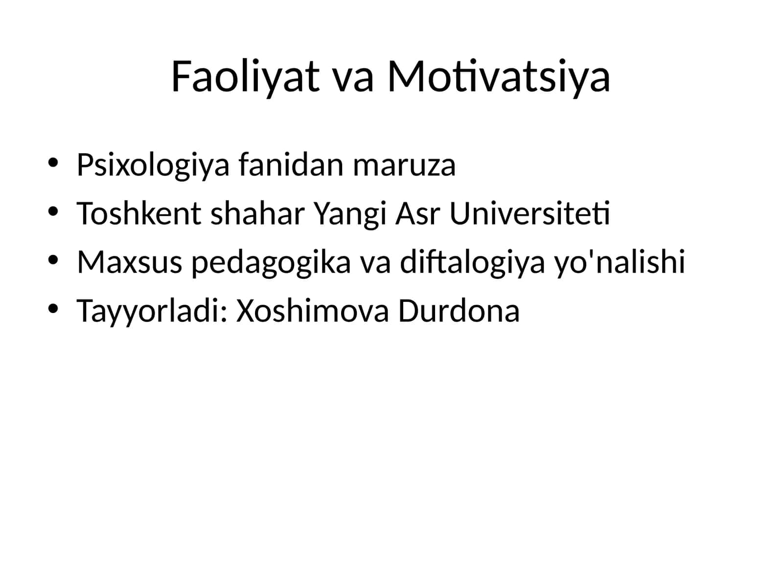Faoliyat va Motivatsiya 1