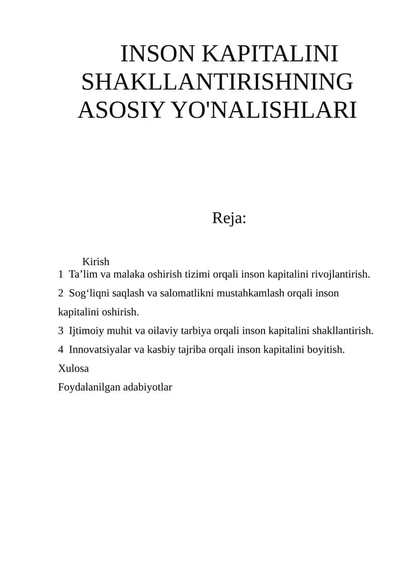 Inson Kapitalini Shakllantirishning Asosiy Yo'nalishlari 1