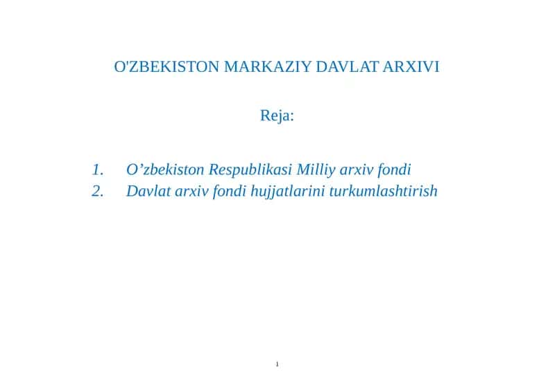 O’zbekiston Respublikasi Milliy arxiv fondi 1