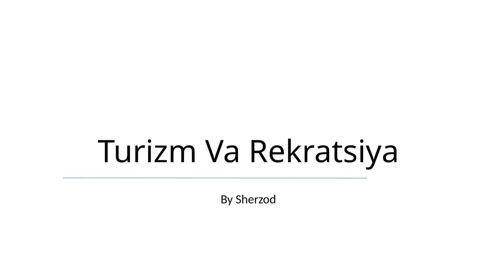 Turizm Va Rekratsiya 1
