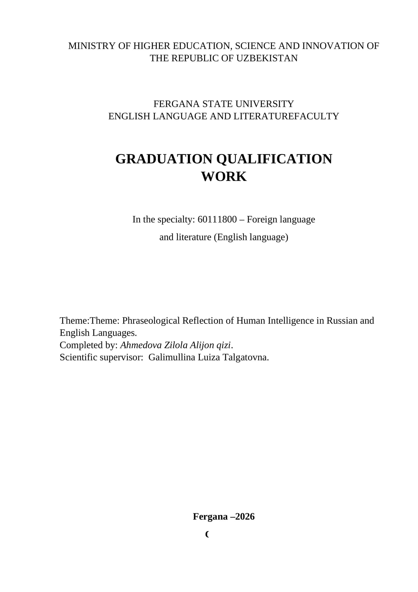 Phraseological Reflection of Human Intelligence in Russian and English Languages 1