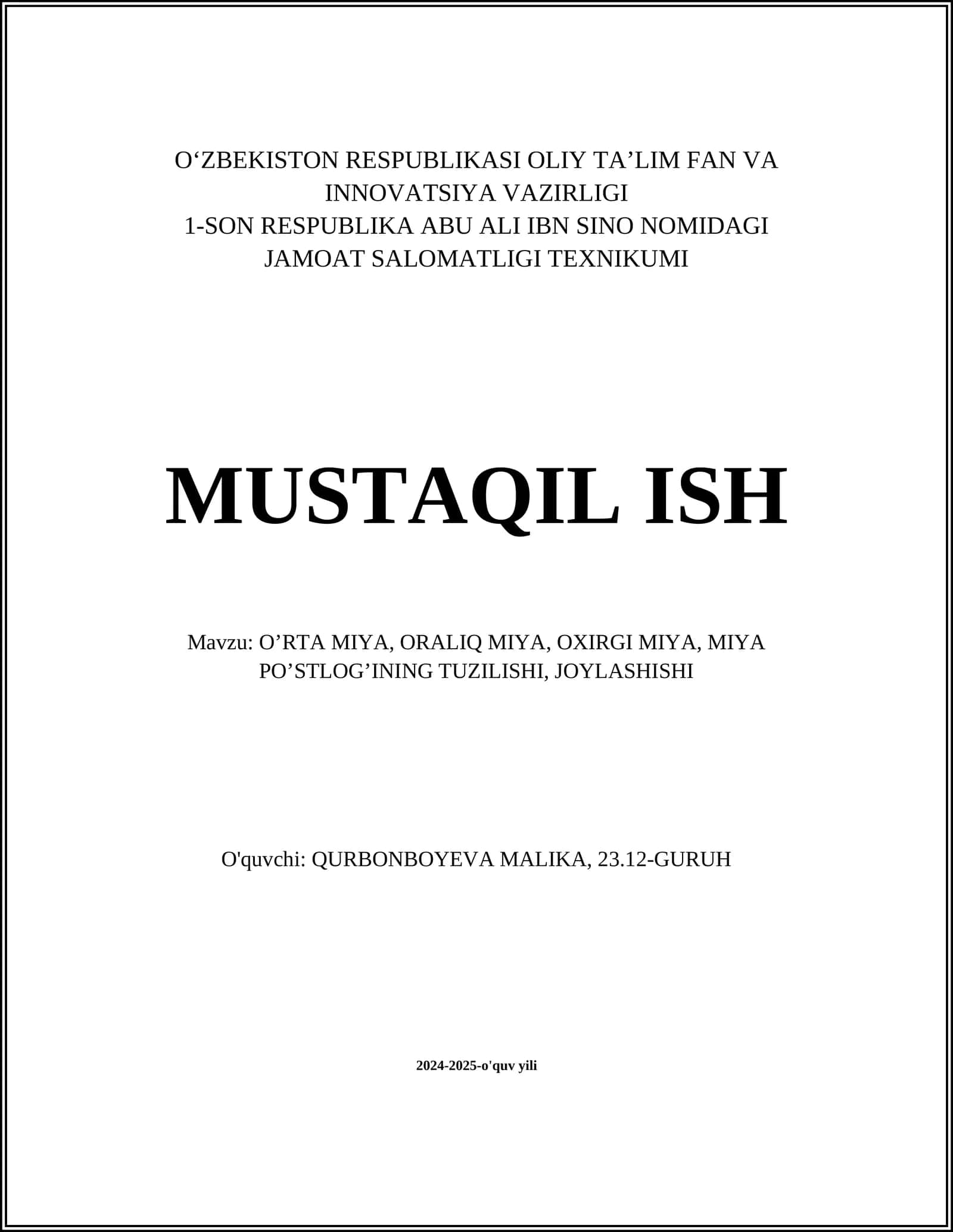 O'rta miya funksiyalari 1