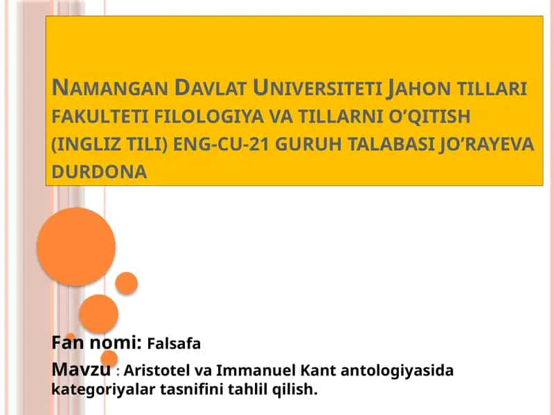 Aristotel va Immanuel Kant antologiyasi 1
