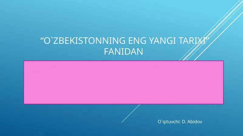 O`zbekistonning eng yangi tarixi 1