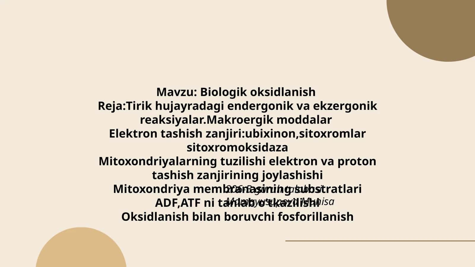 Biologik oksidlanish 1