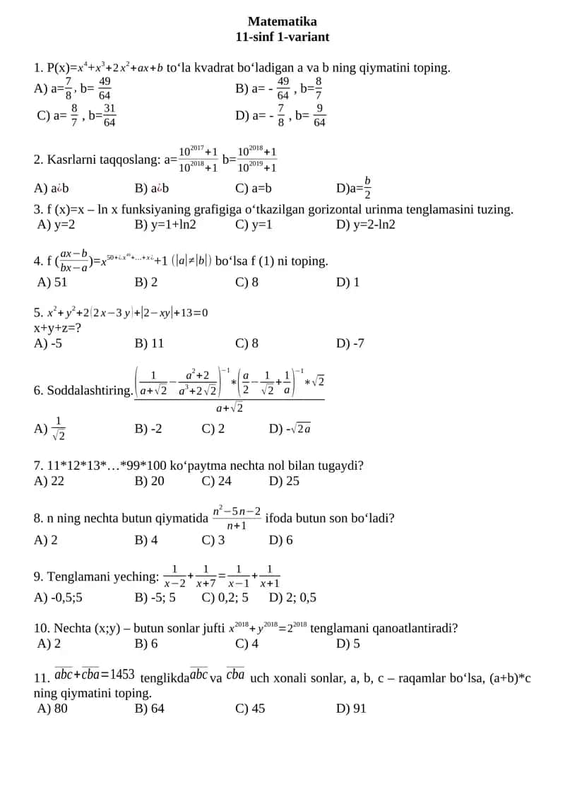 Matematika 1