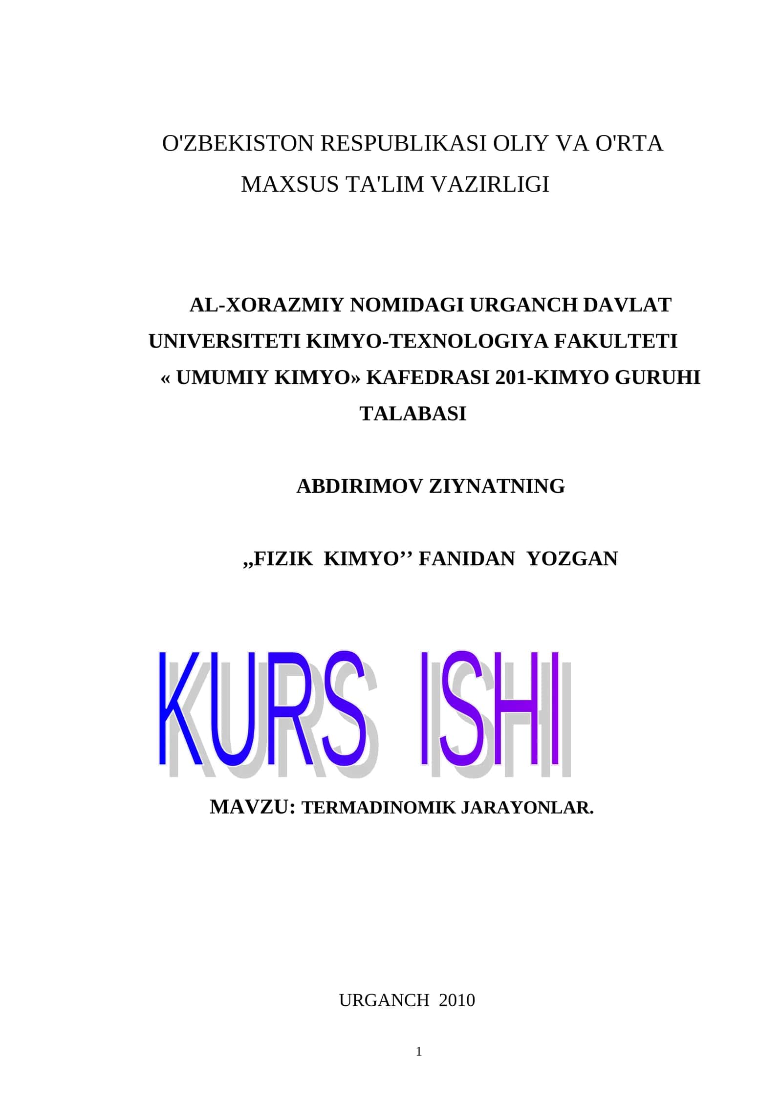 TERMADINOMIK JARAYONLAR 1