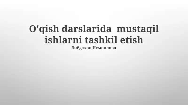 Mustaqil Ish Stantsiyalarini Yaratish 1