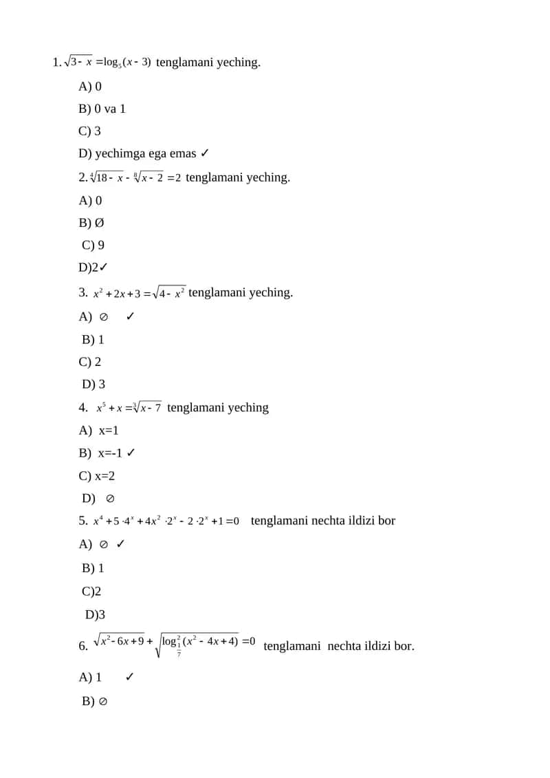 Matematikadan misol va masalalar yechish 1