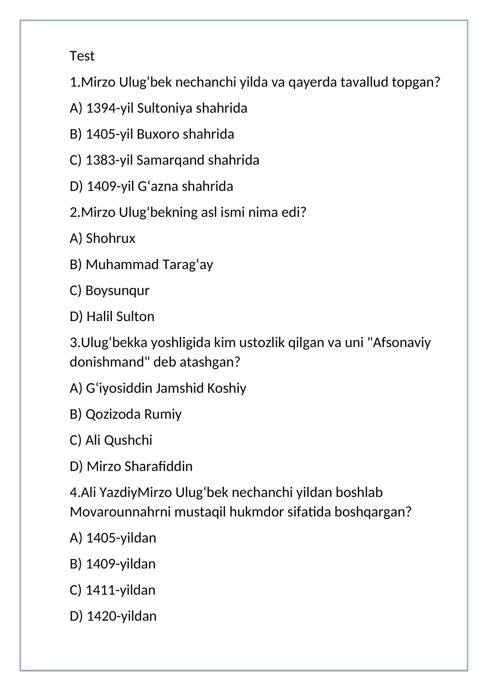 Mirzo Ulug'bek 1